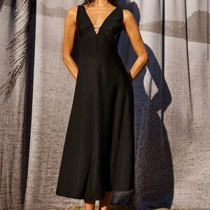 Rails x LSPACE Black Linen Midi Dress